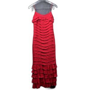 Nina Austin Tiered Ruffle Spaghetti Strap Maxi Wedding Prom Dress SZ XS:NWOT